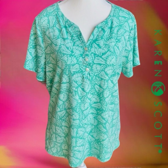 Women's Green Patterned Top - Picture 4 of 10